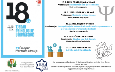 TJEDAN PSIHOLOGIJE U SLUŽBI ZA MENTALNO ZDRAVLJE, PREVENCIJU  I IZVANBOLNIČKO LIJEČENJE OVISNOSTI